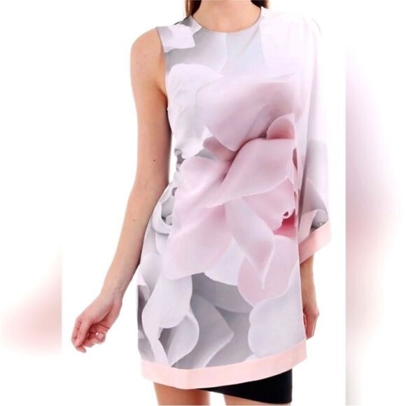 Ted Baker Dresses & Skirts - Ted Baker One Shoulder Dress - Pink and Gray Floral, S